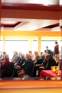 Guests eagerly await the start of the book launch.